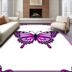 Vibrant Pink Butterfly Ornamental Frame Rug