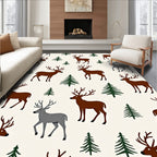 Brown Deer Wooded Landscape Rug