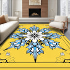 Striking Yellow Blue Starburst Mandala Rug