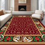 Crimson Floral Dog Portrait Medallion Rug
