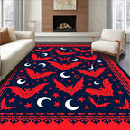 Crimson Bat Moon Star Night Rug