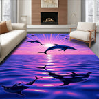 Jumping Dolphins Ocean Sunset Aura Rug