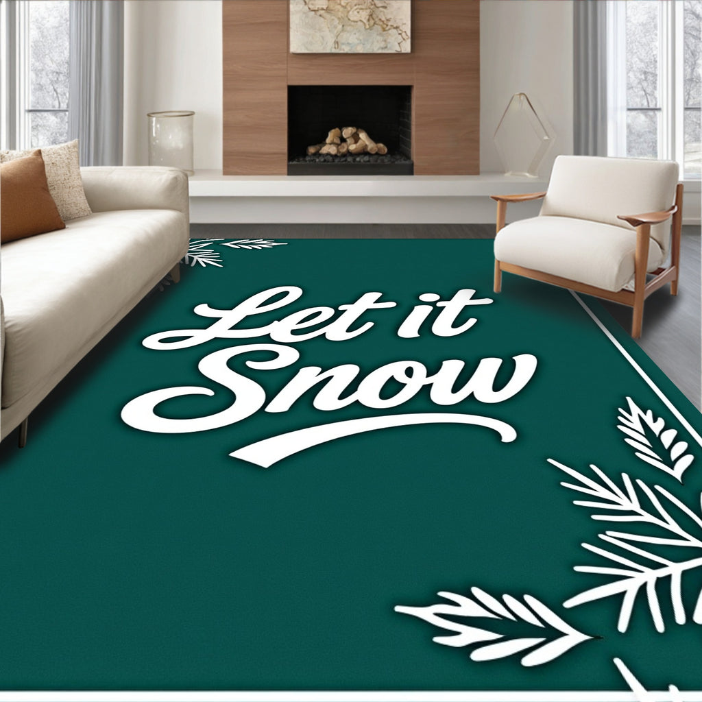 Winter White Snowflake Teal Rug