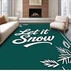 Winter White Snowflake Teal Rug
