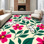 Charming Puppy Floral Garden Rug