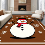 Charming Snowman Snowflake Brown Rug