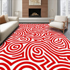 Bold Red Swirling Lines Rug