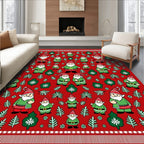 Red Festive Gnome Woodland Scene Rug