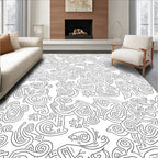Abstract Intertwined Black And White Lines Rug