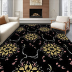 Golden Floral Medallion With Pink Accents Rug