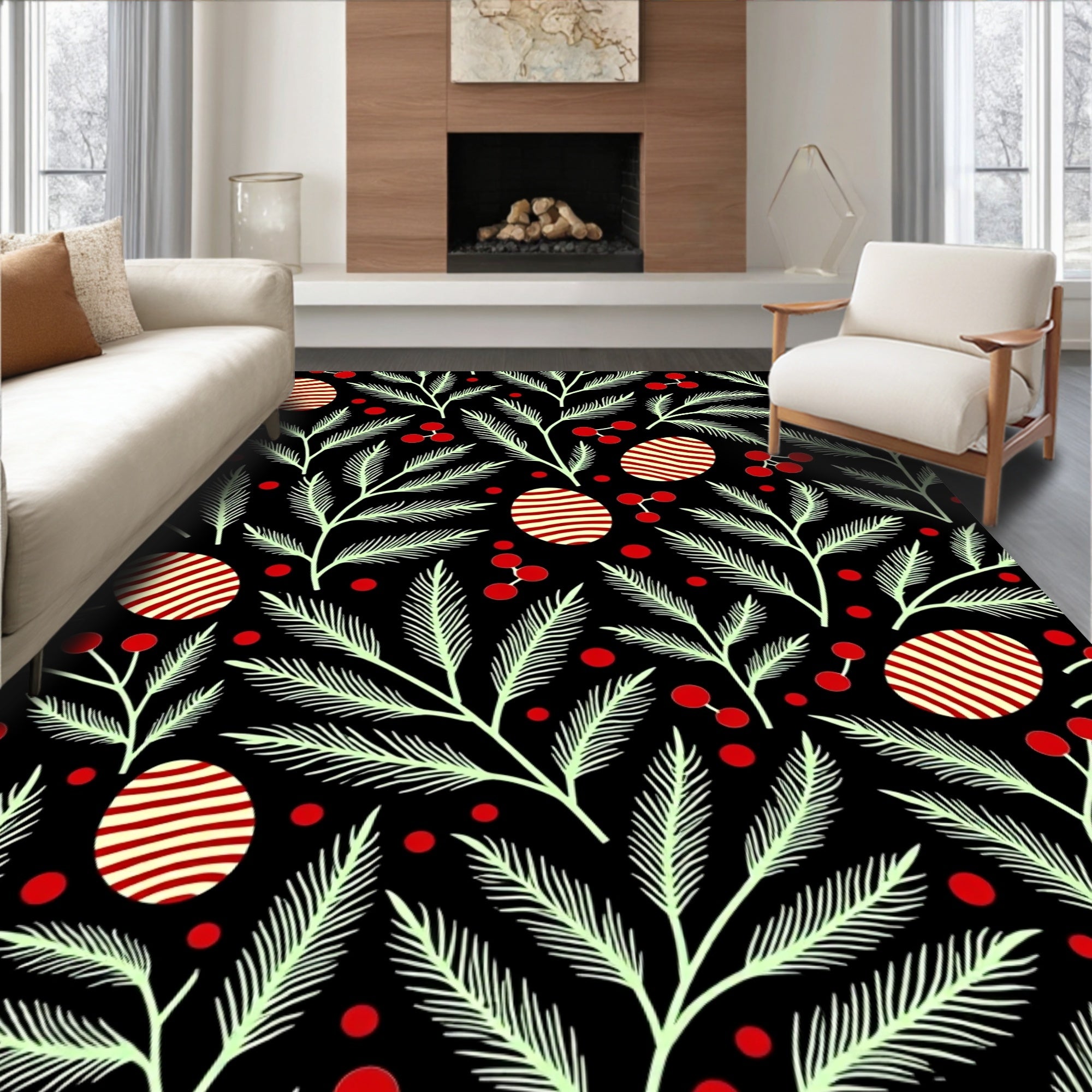 Holiday Egg Leaf Arrangement Rug