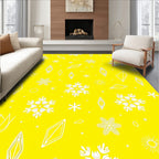 Bright Yellow White Snowflake Diamonds Rug
