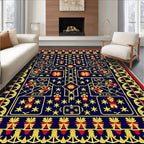 Bold Navy Yellow Red Geometric Figures Rug