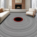 Concentric Circles Black Red Gray Rug