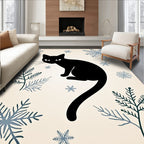 Black Cat With Winter Snowflakes Rug