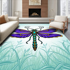 Vibrant Purple Dragonfly With Gold Accents Rug