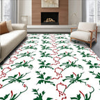 Dark Green Holly Berry Garland Rug