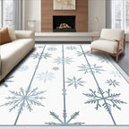 Winter Blue Snowflake Striped Rug