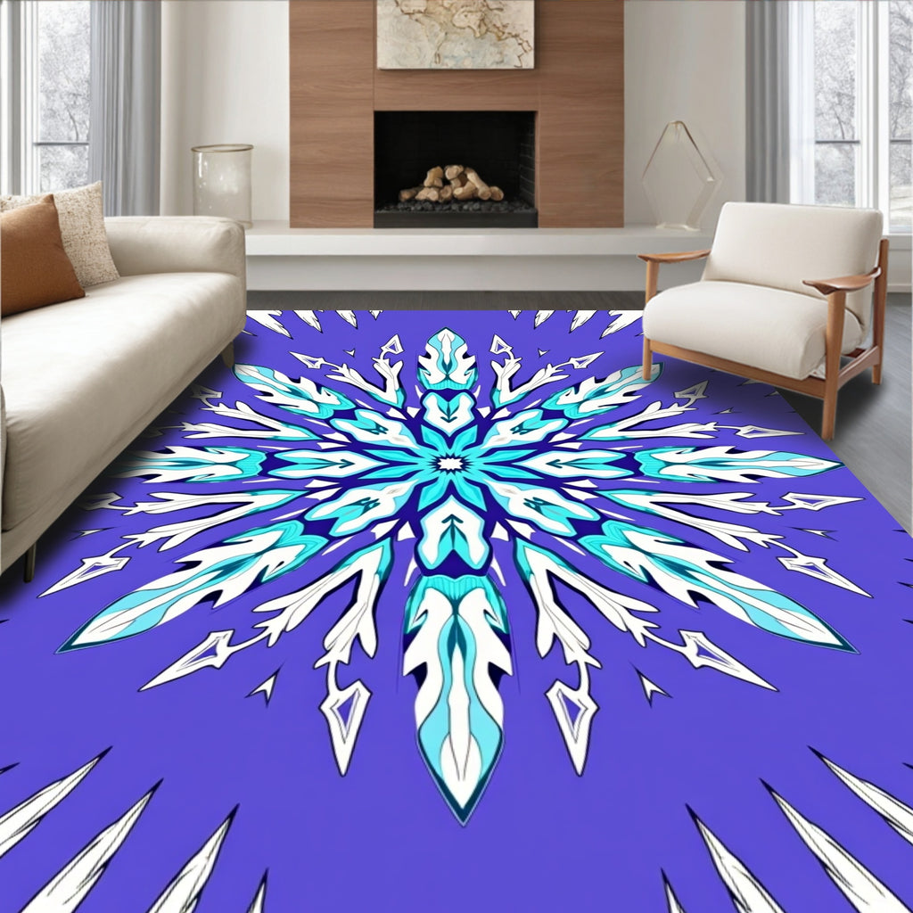 Purple Aqua Ice Floral Medallion Rug