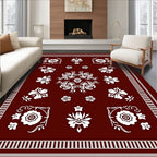 Crimson White Floral Medallion Harmony Rug