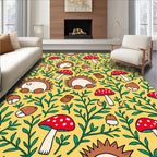 Whimsical Woodland Creatures Red Mushroom Acorn Rug