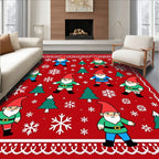 Gnomes And Snowflakes Christmas Red Rug