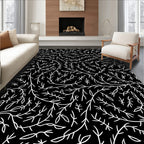 Hand Drawn White Twig Nature Rug