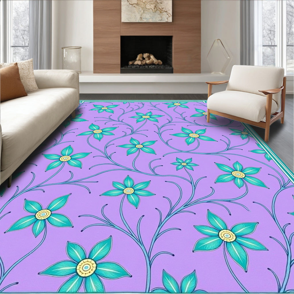 Lilac Floral Vine Whimsical Rug
