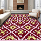 Crimson Yellow Floral Lattice Rug