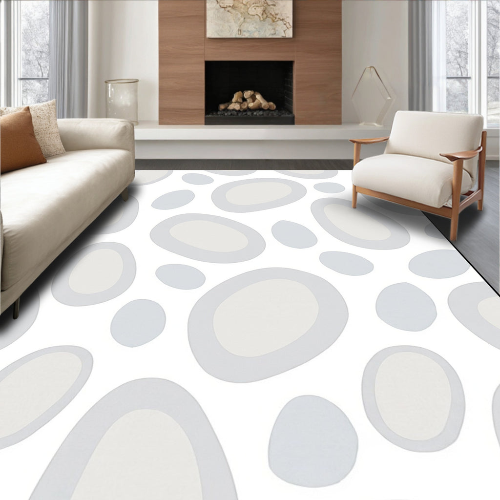Soft Stone Pebble Arrangement Rug