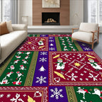 Festive Snowman Snowflake Christmas Rug