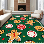 Gingerbread Cookies Christmas Green Background Rug