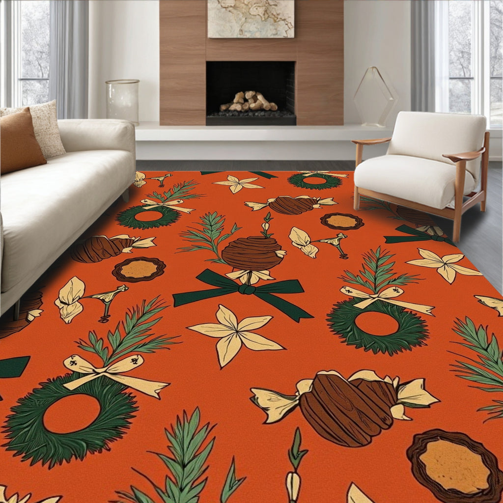 Holiday Wreath and Candy Collage Rug
