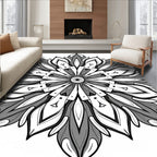 Monochromatic Floral Mandala Bloom Rug