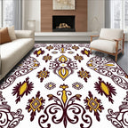 Gold and Maroon Floral Scroll Work Rug