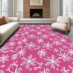 Whimsical White Snowflake Cascade Rug