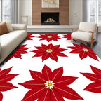 Crimson Poinsettia Blooms Repeating Rug