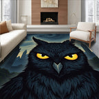 Mysterious Black Owl Yellow Eyed Vista Rug