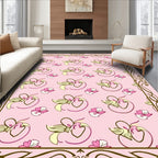 Soft Pink Floral Heart Swirl Rug