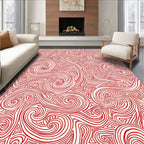 Crimson Swirl Abstract Line Rug