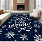 Navy White Snowflakes Let It Snow Rug