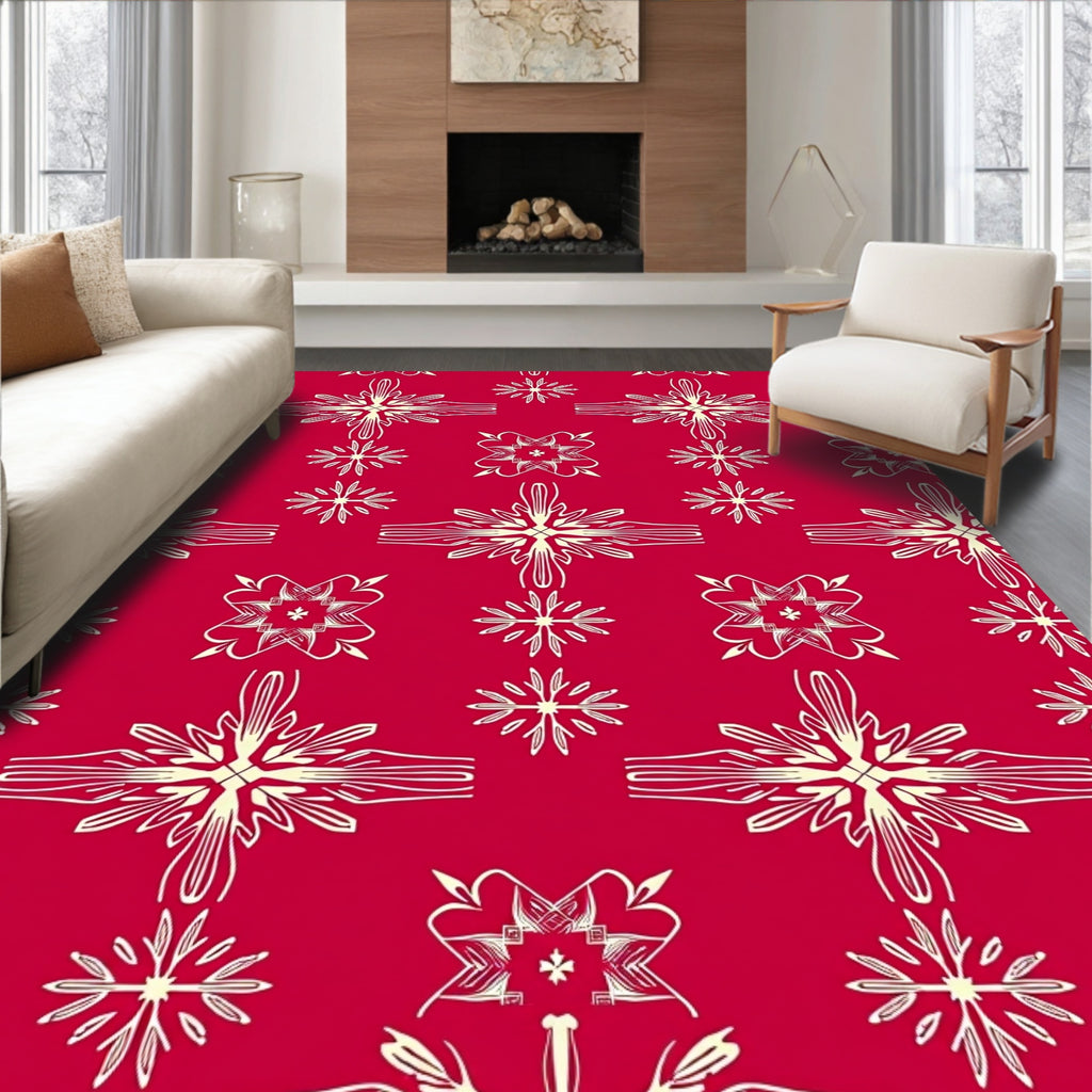 Crimson Cream Starburst Medallion Rug