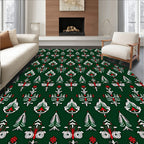 Classic Red White Green Folk Tines Rug