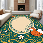 Emerald Green Fox Floral Oval Rug