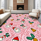 Pink Snowman Holly Bell Swirls Rug