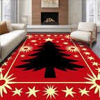 Crimson Festive Star Tree Rug