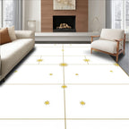 Golden Starburst Grid White Rug