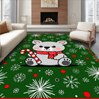 Cute Gray Bear Candy Cane Snowflakes Rug