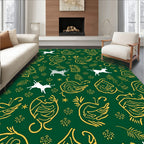 Deep Green Outline Animal Folk Art Rug