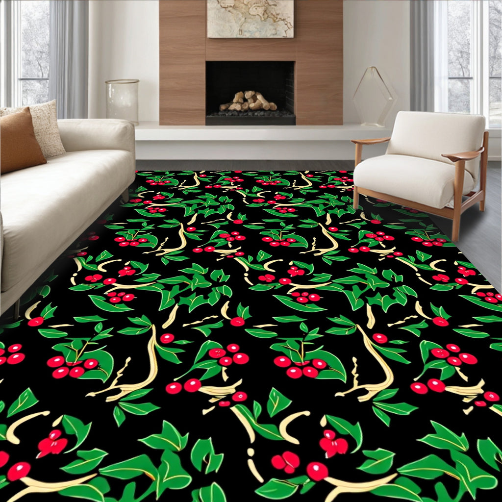Festive Holly Berry Garland Rug